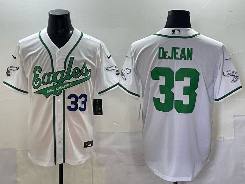 Men 2025 Philadelphia Eagles #33 Dejean white 2th generation Joint Name Nike Limited NFL Jersey style 003